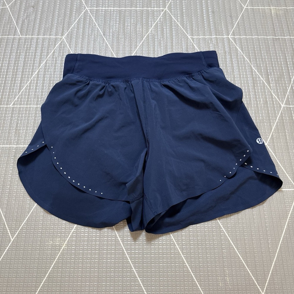 Lululemon Fast and Free Reflective High-Rise Classic-Fit Short 3" Navy 4 LW7CP7S